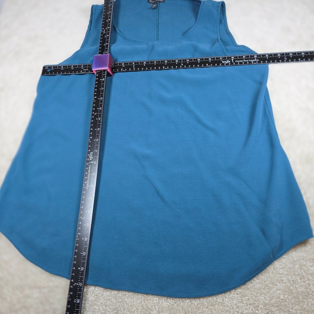 Eileen Fisher‎ Womens L Blue Sleeveless Tank Top Blouse 100% Silk Crepe - Picture 9 of 9